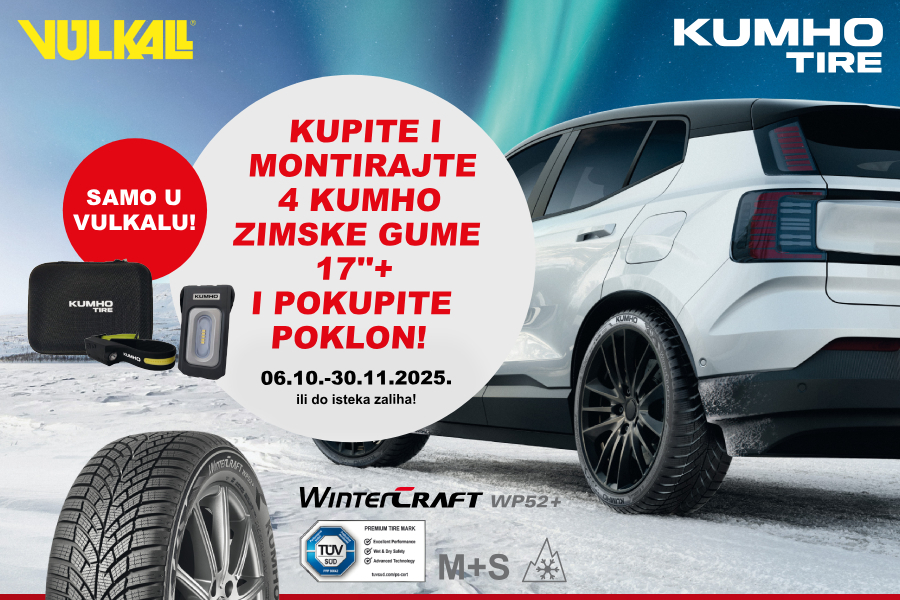 KOMPLET GUMA I SVJETILJKI: Kupite i montirajte zimske KUMHO gume u Vulkalu i nagradite se korisnim poklonom!